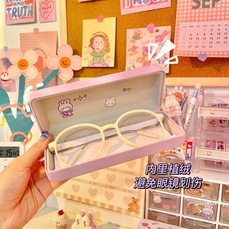Hộp Đựng Mắt Kính Họa Tiết Hoạt Hình Màu Tím Phong Cách retro Nhỏ Gọn Tiện Dụng Cho Nữ