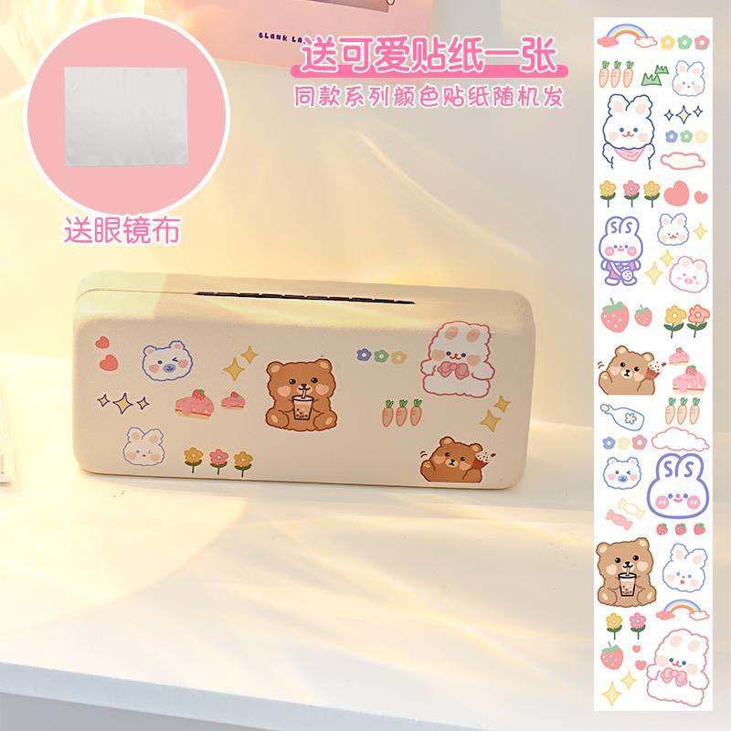 Hộp Đựng Mắt Kính Họa Tiết Hoạt Hình Màu Tím Phong Cách retro Nhỏ Gọn Tiện Dụng Cho Nữ