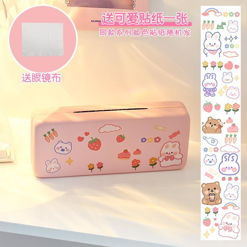 Hộp Đựng Mắt Kính Họa Tiết Hoạt Hình Màu Tím Phong Cách retro Nhỏ Gọn Tiện Dụng Cho Nữ