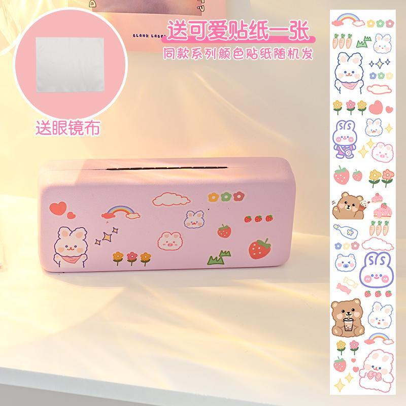 Hộp Đựng Mắt Kính Họa Tiết Hoạt Hình Màu Tím Phong Cách retro Nhỏ Gọn Tiện Dụng Cho Nữ
