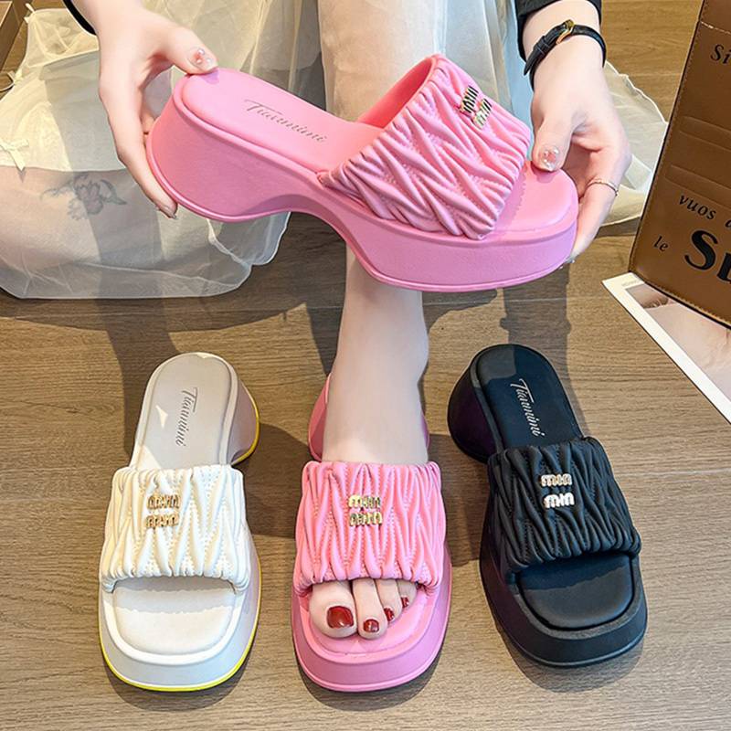 Dép lê đế dày thời trang mẫu mới 2023 nữ đi bên ngoài