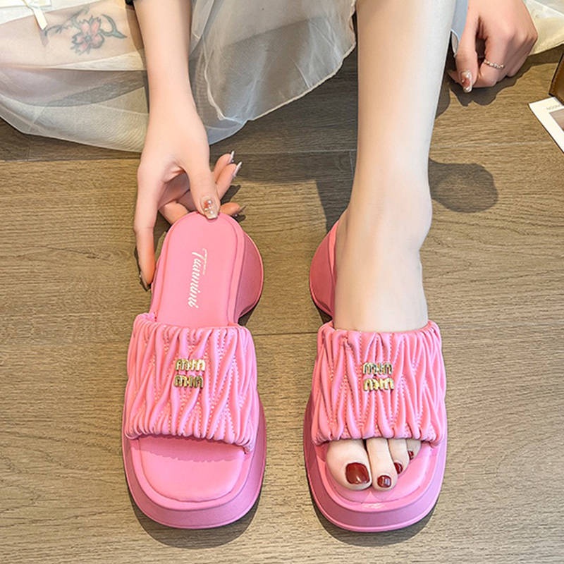 Dép lê đế dày thời trang mẫu mới 2023 nữ đi bên ngoài