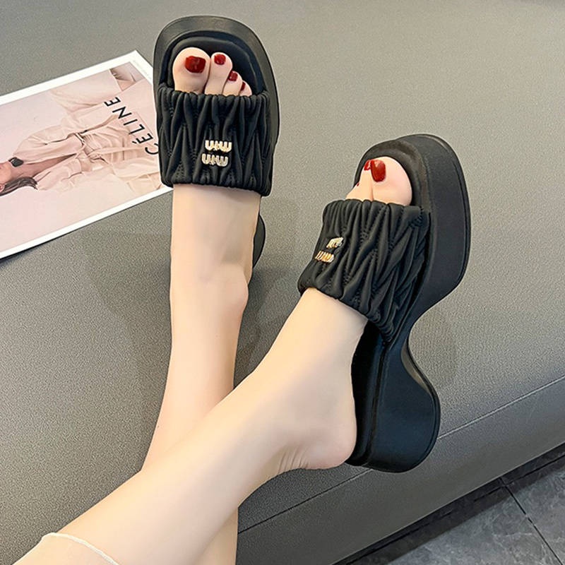 Dép lê đế dày thời trang mẫu mới 2023 nữ đi bên ngoài