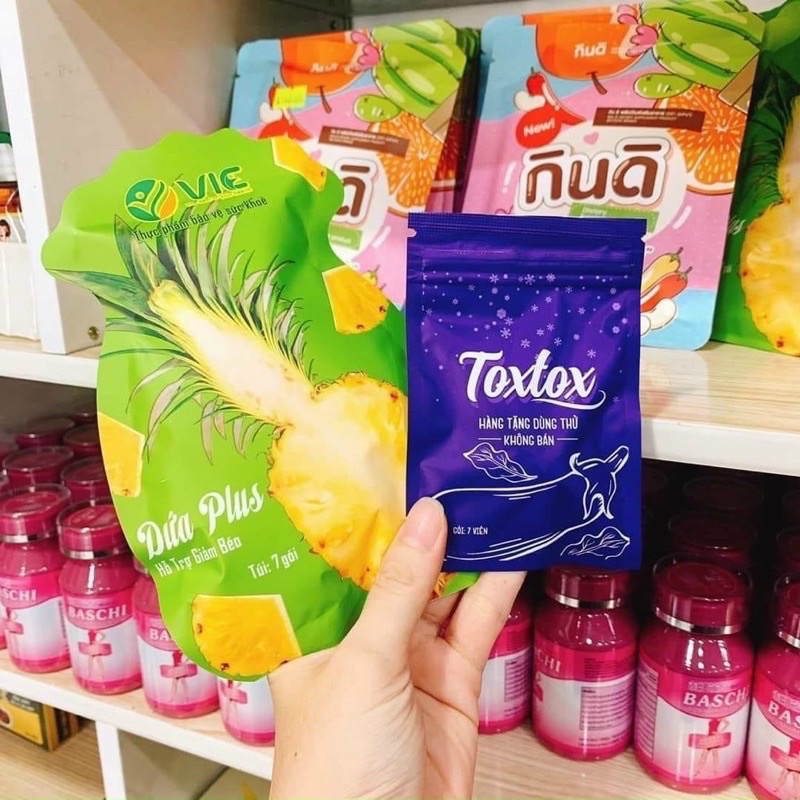 Kẹo dứa giảm cân Plus 7 vị chính hãng + Tặng detox tím