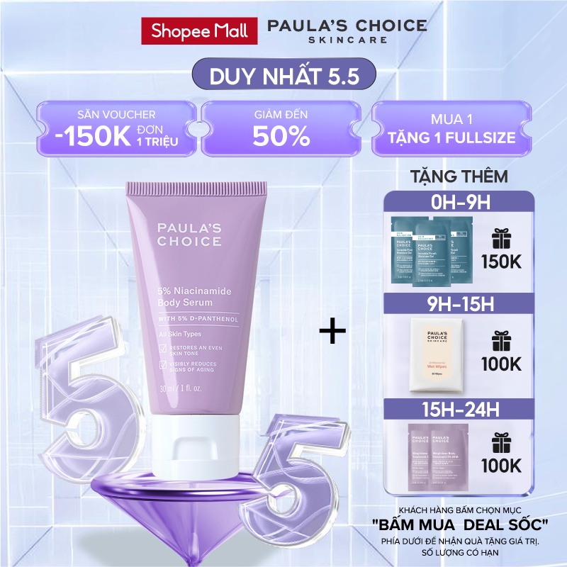 Tinh chất làm sáng và phục hồi da cơ thể Paula’s Choice 5% Niacinamide Body Serum 30ml 5817