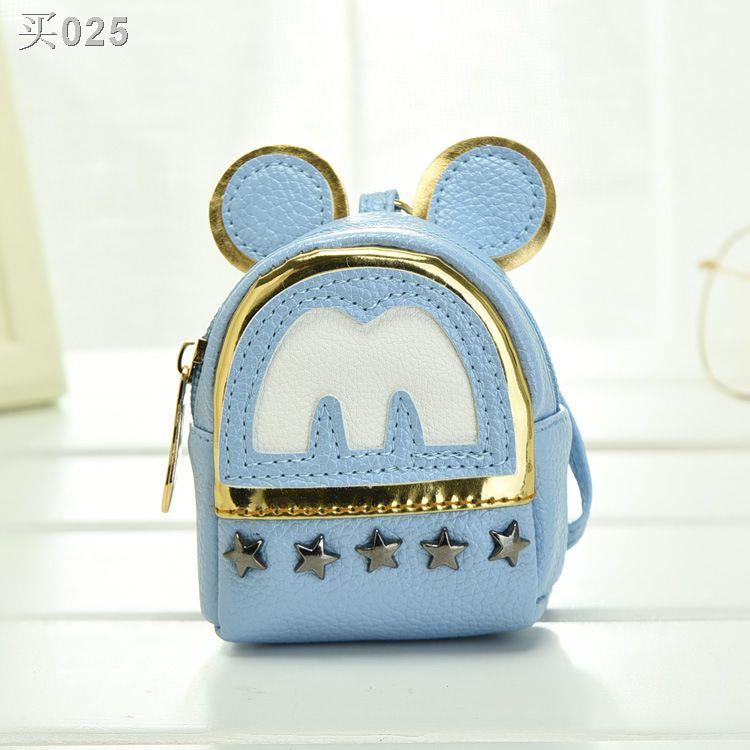 【HOT】✱❁◐Phiên bản Hàn Quốc của ví nhỏ nữ ngắn thời trang đinh tán mini đi học sinh viên tiền xu đựng túi tai nghe
