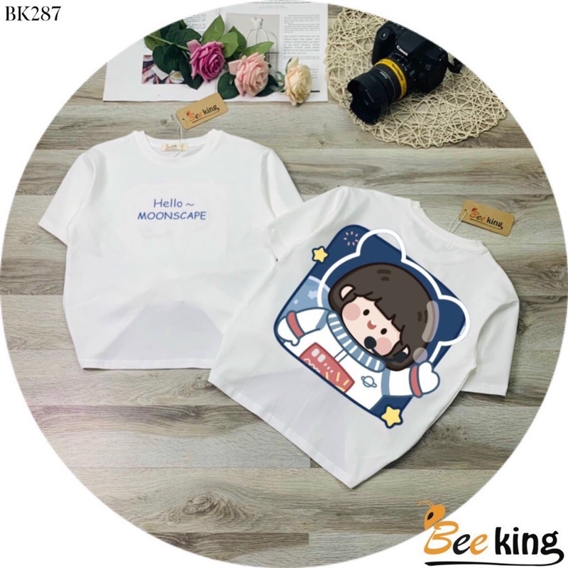 Áo Thun Form Rộng Bé Gái Hello Moonscape BK287 Size 25-42kg - BeeKing - SevenPoro