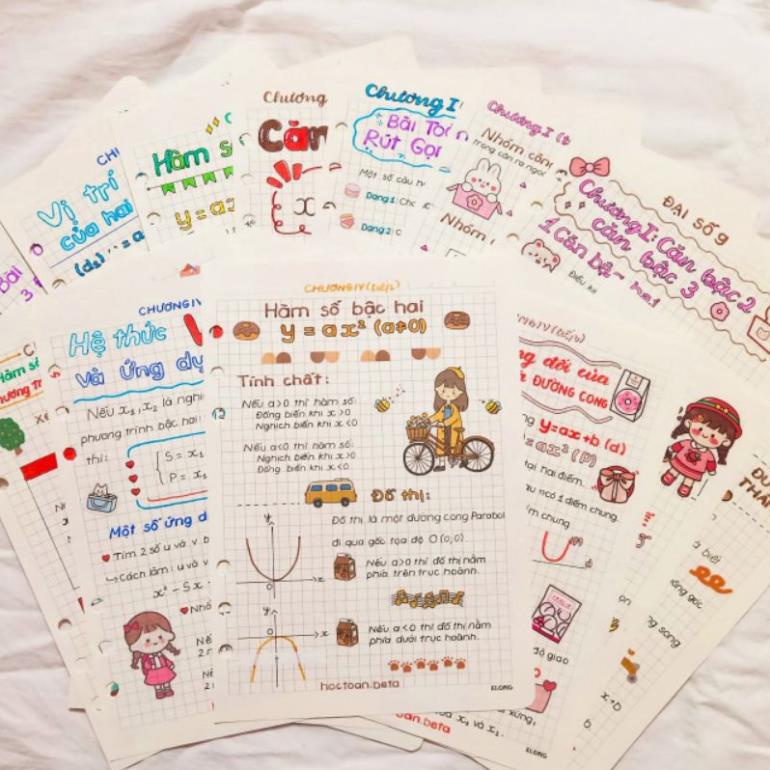 Sổ takenote TOÁN 9  phong cách trang trí sticker dễ hiểu TẶNG STICKER VÀ NHÃN VỞ CUTE