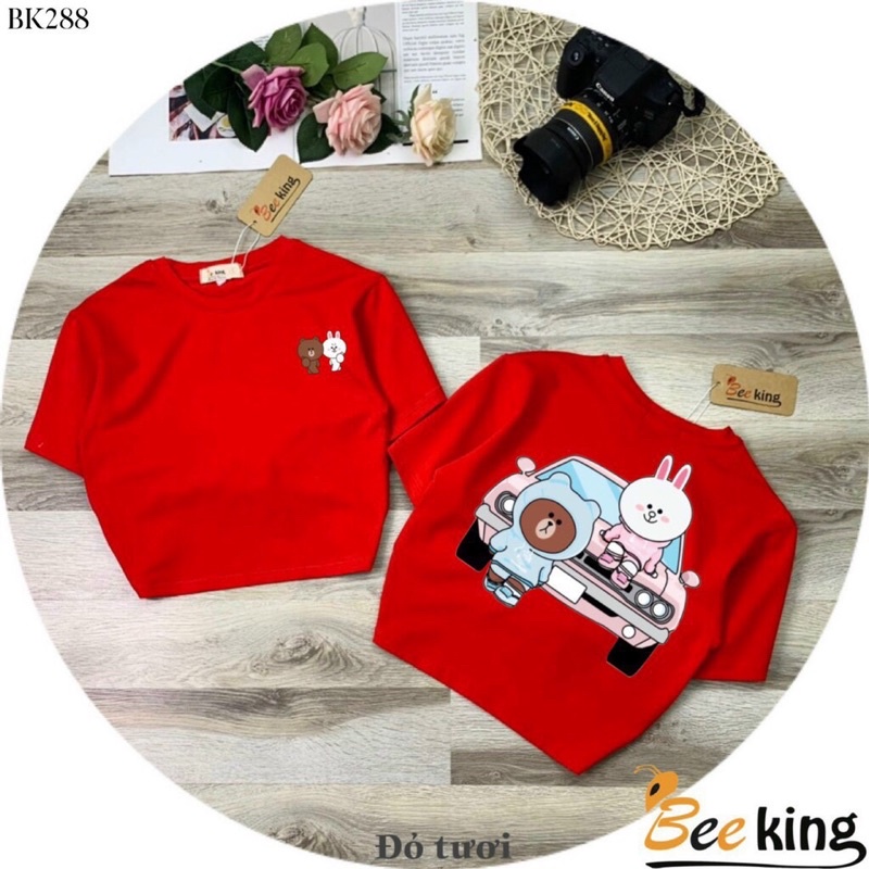 Áo Thun Form Lửng Bé Gái Thỏ & Gấu BK288 Size 25-40kg - BeeKing - SevenPoro