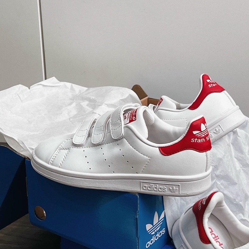 [ CHÍNH HÃNG 100% ] Giày Adidas Stan Smith Velcro white red quai dán S9976 [ FULL BOX + FREE SHIP ]