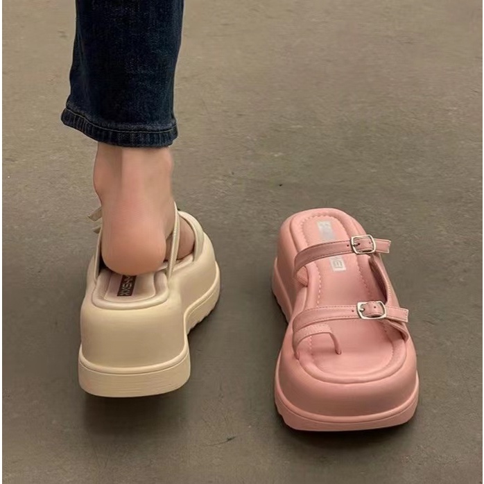 Mùa hè 2023 phong cách mới thời trang đế dày dép nữ đi bên ngoài vòng khóa