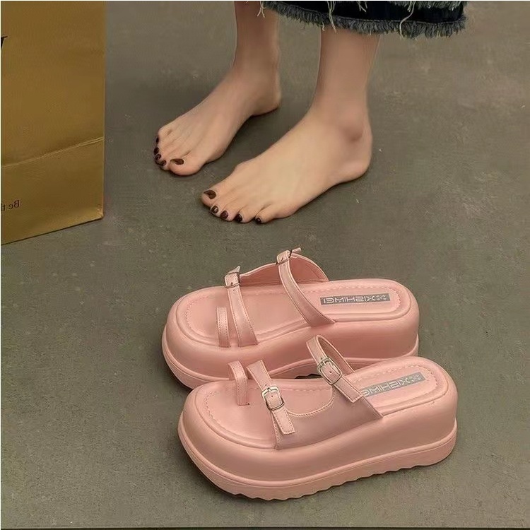 Mùa hè 2023 phong cách mới thời trang đế dày dép nữ đi bên ngoài vòng khóa