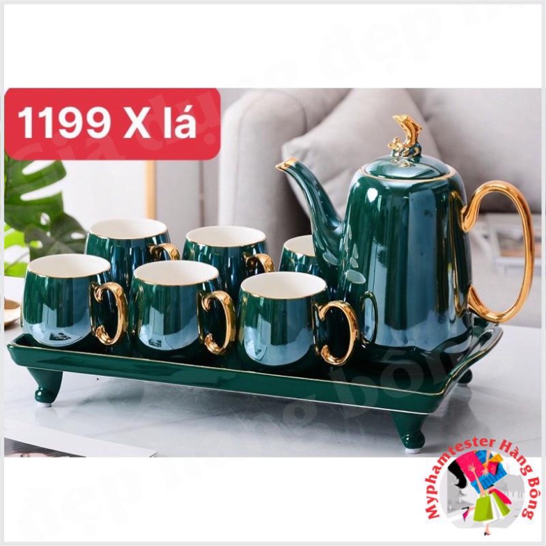 (SIÊU ĐEP) Bộ ấm chén sứ ánh ngọc trai sang trọng mã 1199 , gia dụng decor thông minh