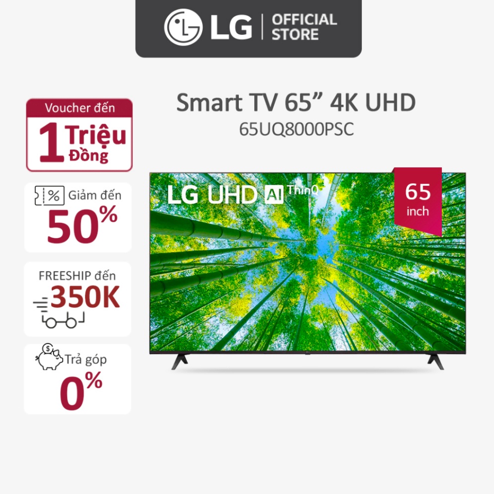 [  Smart UHD Tivi LG 65 inch 4K 65UQ8000PSC - Model 2022 - Miễn phí lắp đặt