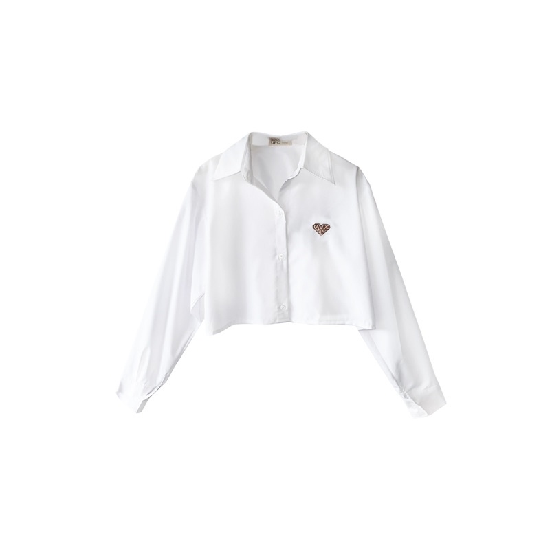 Áo Sơ Mi Dáng Ngắn “Heart Cropped Shirt” Thêu Logo
