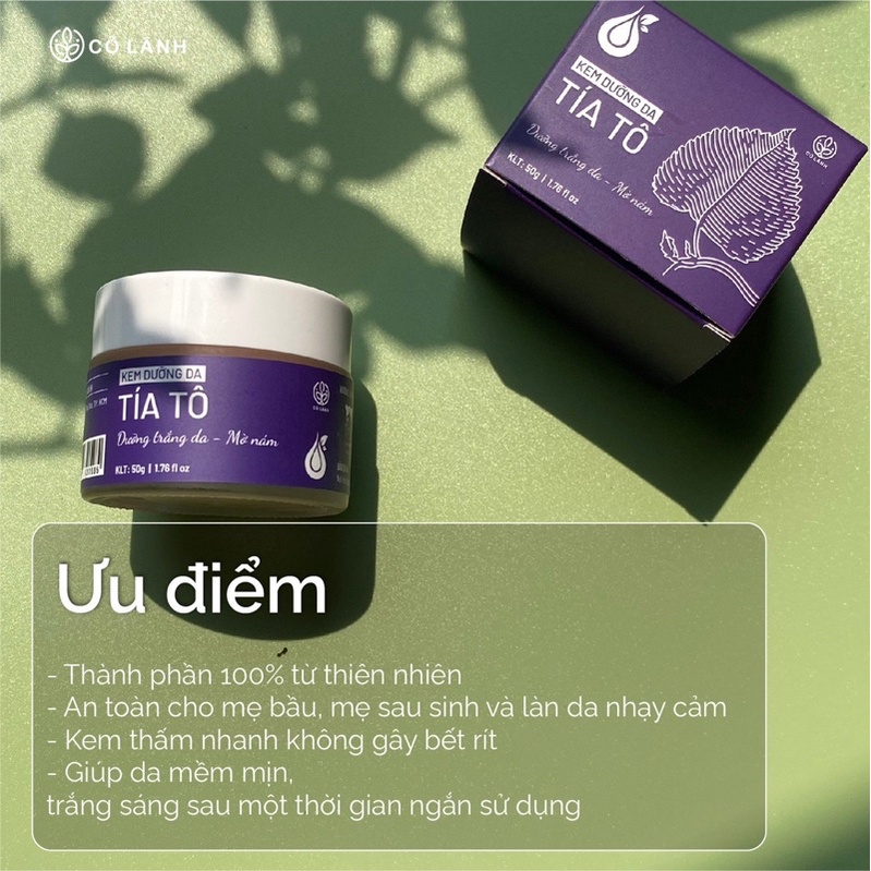 Kem dưỡng trắng da chiết xuất từ lá cây tía tô Cỏ Lành 50gram