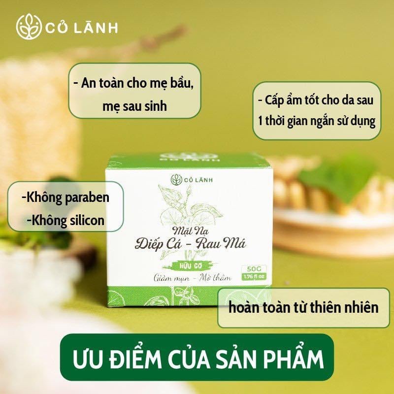 Mặt nạ diếp cá rau má Cỏ Lành 50G - Tinh chất từ diếp cá và rau má