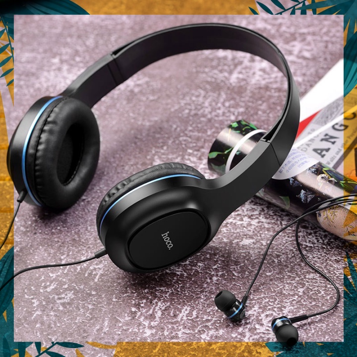 📍 Bộ đôi tai nghe chụp tai và nhét tai có dây Hoco W24 Enlighten âm thanh cực hay Jack 3.5 - Hàng Chính Hãng ⚠️new
