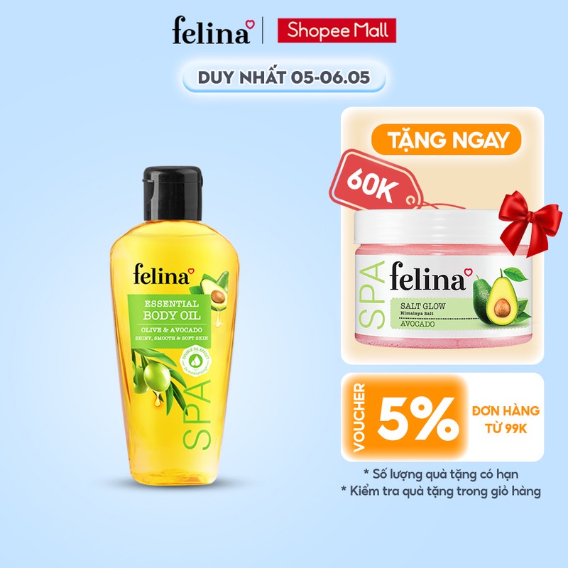 [SHOPEE OUTLET] Tinh Dầu Dưỡng Thể Body Oil Felina Home Spa 100ml tăng cường & khóa ẩm cho làn da căng mướt tức thì