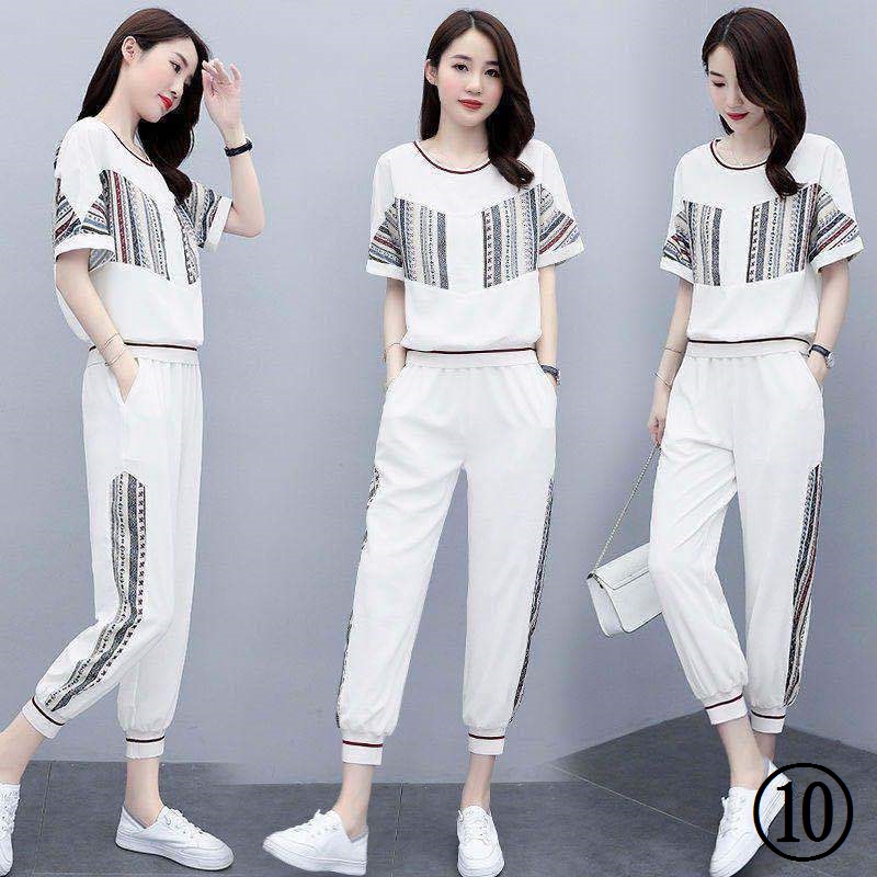 Bộ Đồ Thể Thao Hai Mảnh Áo Tay Ngắn Quần Dài Đến Mắt Cá Chân Dáng Rộng Phong Cách Hàn Quốc Thời Trang Mùa Hè 2023