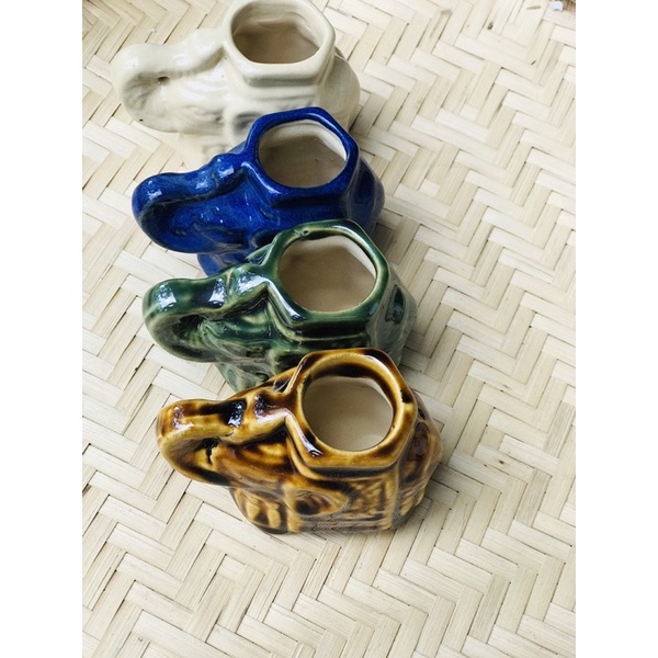 Hủ tăm họa tiết hình voi nam bộ