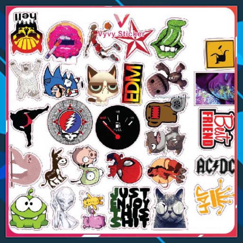 Combo 10 sheet sticker A6 dán đồ chơi cực xinh xắn, phù hợp cho sổ tay, laptop, mũ bảo hiểm và vali.