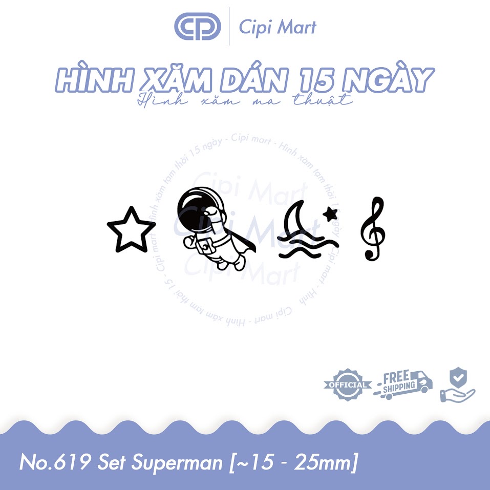 CIPI MART - Hình xăm tạm thời 15 NGÀY - chống nước, cọ xát 619