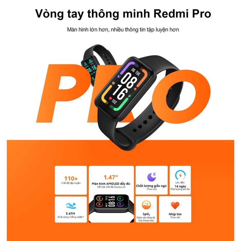 📍 Vòng tay thông minh Xiaomi Redmi Smart Band Pro BHR5501GL M2101B1 Quốc Tế ⚠️new