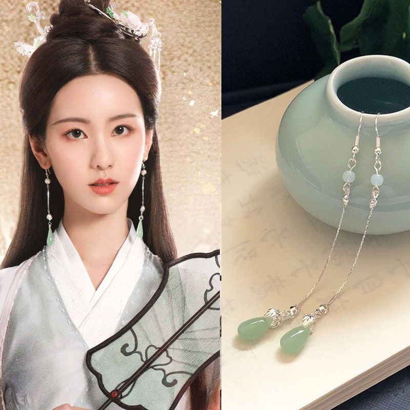 Bông Tai Tua Rua Hình Hươu Trắng Phong Cách Hoàng Gia Trung Hoa Cổ Điển