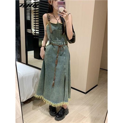 Đầm denim BJHG WAVW mùa hè 2023 phong cách mới cho nữ