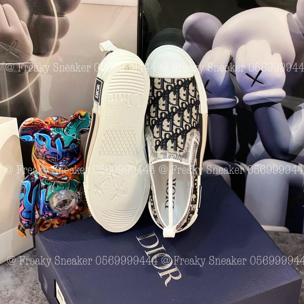 Giày Thể Thao Nam Nữ DIOR Lười OBLIQUE CANVAS, Giày thể thao DIOR SLIP ON Vân Navy