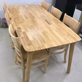 Bộ bàn ăn gỗ 6 ghế cabin, bàn ăn ghế mặt gỗ tự nhiên - bảo hành 12 tháng chính hãng - Bàn Ăn Ngọc Mai