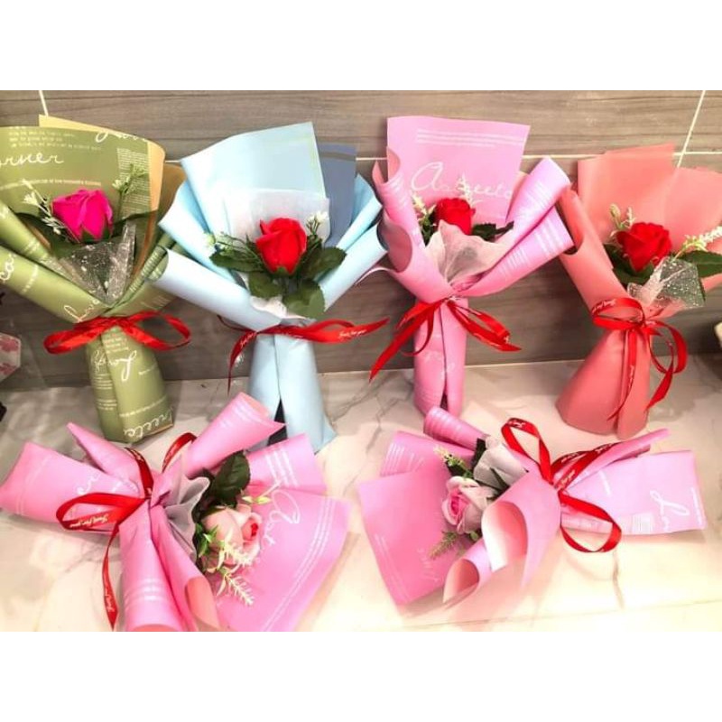 Sỉ hoa nhũ,sáp 1 bông + túi + thiệp