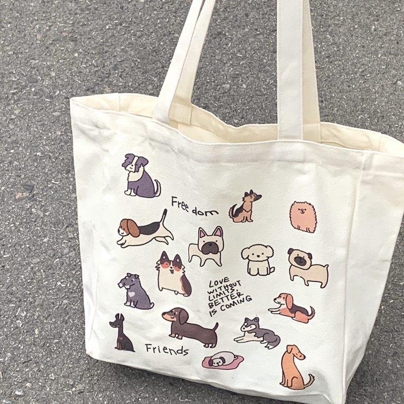 Túi tote vải canvas DoGo totebag hoạ tiết thú cưng dễ thương Hàn quốc đeo đi học đi chơi