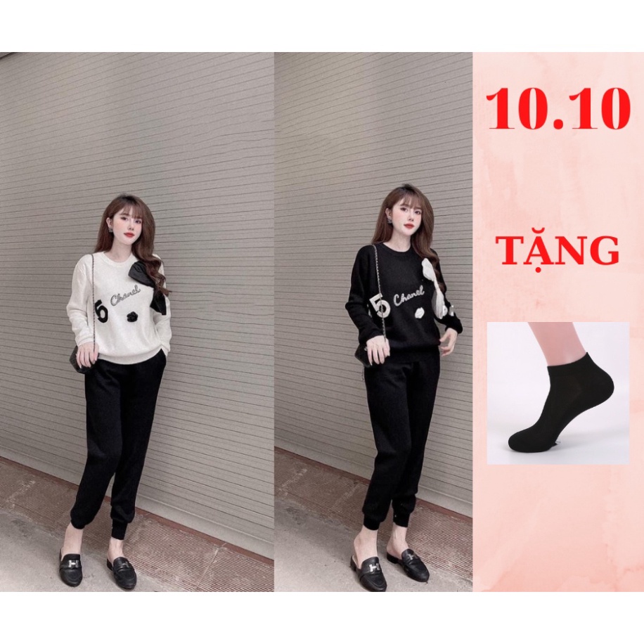 Bộ quần áo thu đông nữ mẫu "ANEL" đính nơ xinh xắn - Hàng mới về