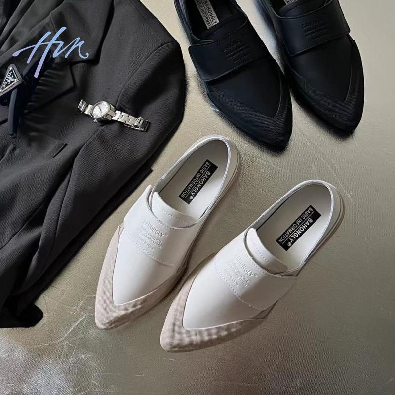 Giày Da Mũi Nhọn Thời Trang Retro Thanh Lịch Xinh Xắn