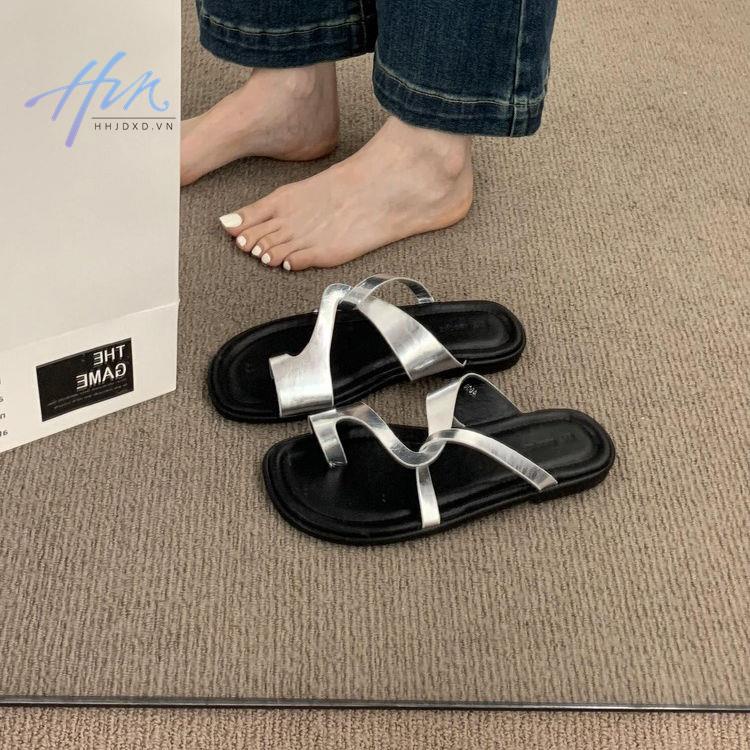 Dép Sandal Đế Bằng Mềm Mại Thoải Mái Thời Trang Mùa Hè Phong Cách Hàn Quốc Cho Nữ