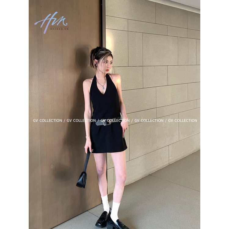 Đầm Hai Dây Màu Đen Thời Trang Mùa Hè 2023 Cho Nữ