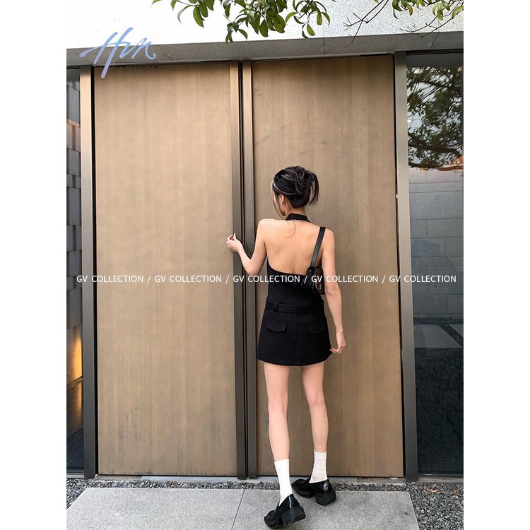 Đầm Hai Dây Màu Đen Thời Trang Mùa Hè 2023 Cho Nữ