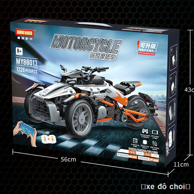 Tương thích với các khối xây dựng Bombardier xe máy ba bánh lắp ráp công nghệ cơ học mô hình xe địa hình đồ chơi gi