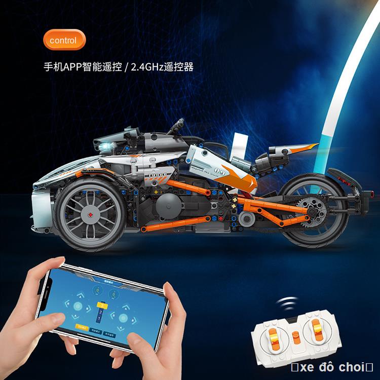 Tương thích với các khối xây dựng Bombardier xe máy ba bánh lắp ráp công nghệ cơ học mô hình xe địa hình đồ chơi gi