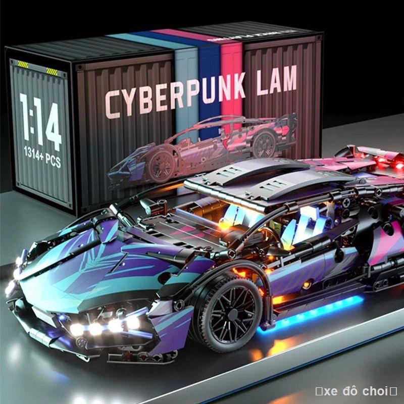 Tương thích với Lego khối xây dựng cyberpunk Lamborghini xe thể thao điều khiển từ xa lắp ráp cậu bé đua mô hình đồ chơi