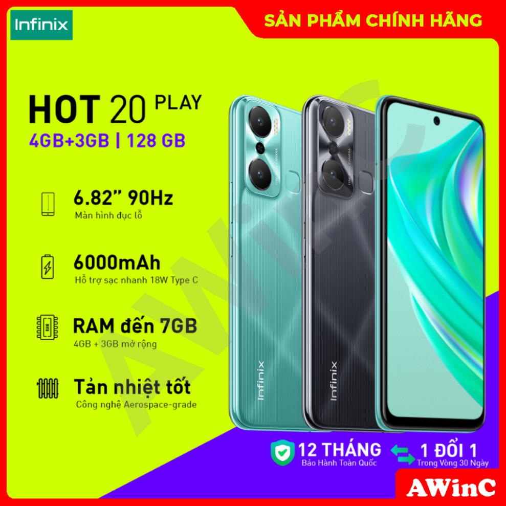 Điện thoại Infinix Hot 20 Play 4GB/128GB  - Máy Mới 100% Nguyên Seal FullBox Bảo hành Chính Hãng Lỗi 1 Đổi 1 .