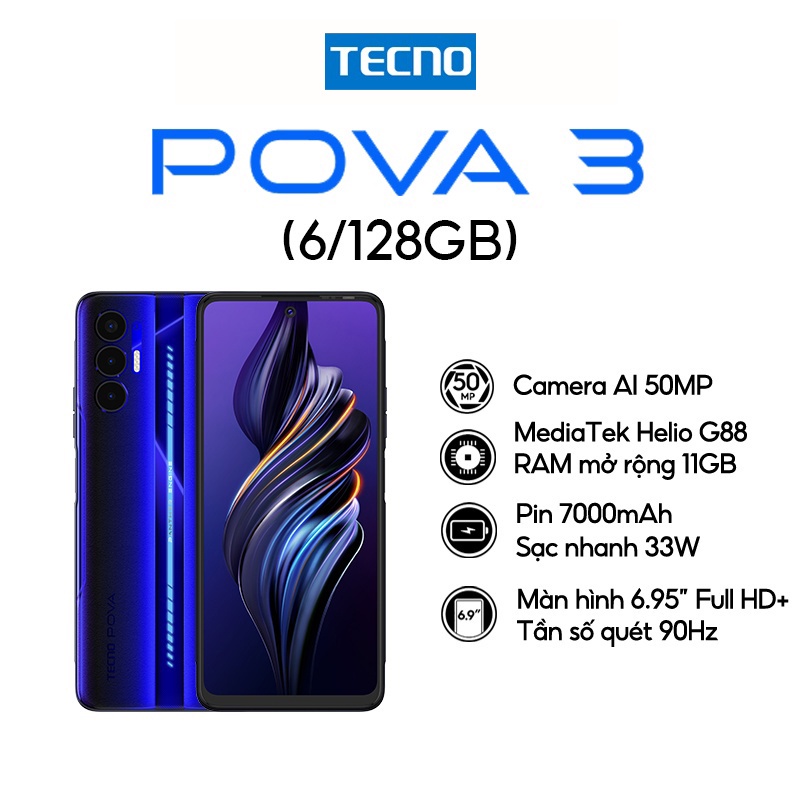 Điện thoại Gaming Tecno POVA 3 (6GB)/128GB - Máy Mới 100% Nguyên Seal FullBox Bảo hành Chính Hãng Lỗi 1 Đổi 1 . | BigBuy360 - bigbuy360.vn