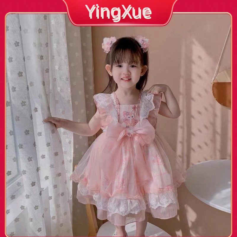 2023 Mới Đầm Công Chúa Belle Belle Phối Ren Cho Bé Gái