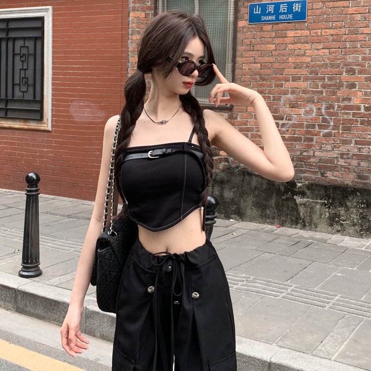 Mới Áo Ống Hai Dây Dáng Ngắn Thiết Kế Ngọt Ngào Dễ Phối Đồ Cho Bạn Gái