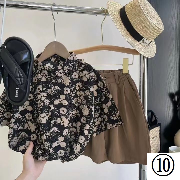 Set Áo Sơ Mi Tay Ngắn Và Quần Short Họa Tiết Hoa Phong Cách Hàn Quốc Thời Trang Mùa Hè 2023 Mới Cho Bé Trai Và Bé Gái