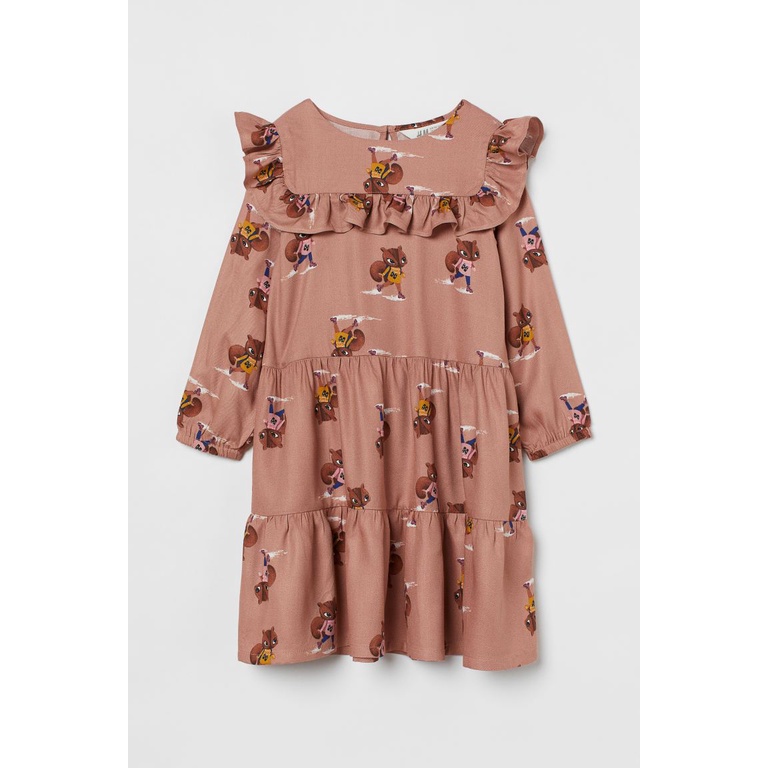 Váy dài tay cánh tiên nâu sóc HM H&M_hàng chính hãng authentic JP