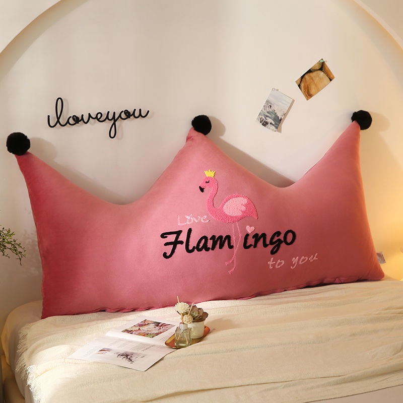 Đệm Tựa Lưng Đầu Giường Hình Vương Miện Bằng Nhung Pha Lê Mềm Mại Có Thể Tháo Rời Và Giặt Rửa