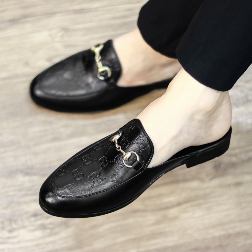 Sục da nam. giày lười da nam hở gót phong cách hàng quốc mã L210